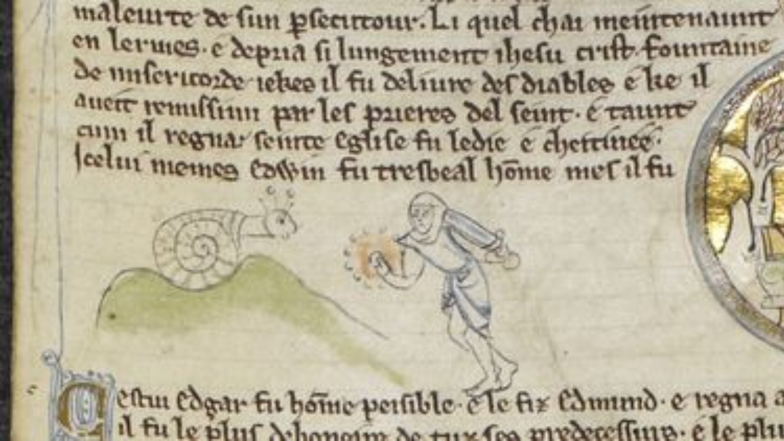 De una lista genealógica de los reyes de Inglaterra, c. siglo XIII.